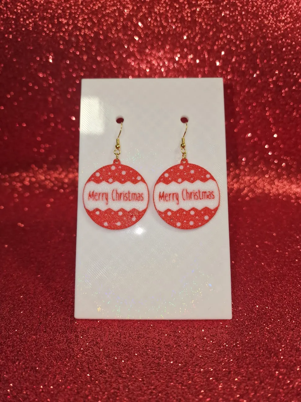 Merry Christmas in a ball earrings view 2