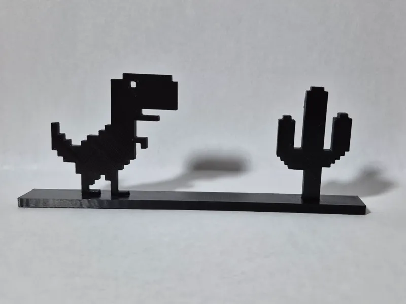 Stand and Cactus Accessories for Cute Chrome dino