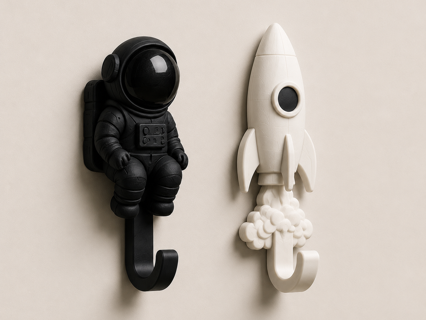 Space Wall Hook Set  Astronaut + Rocket 