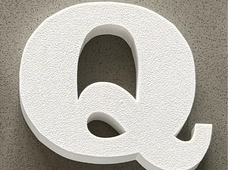 Alphabet Q with a space to add strip LED light