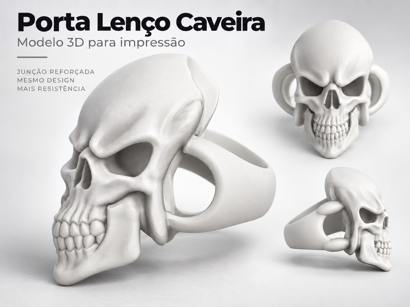 Anel Lenço de Pescoço - Caveira - Rock n' Roll 3D model