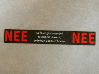 Brievenbus Sticker/Plaat Nee - Nee