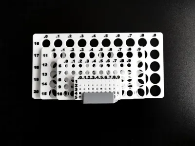 Gauge hole diameters 1.0-20.9 mm step 0.1 (metric)