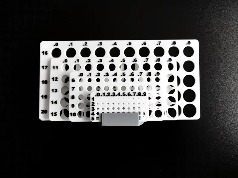 Gauge hole diameters 1.0-20.9 mm step 0.1 (metric)