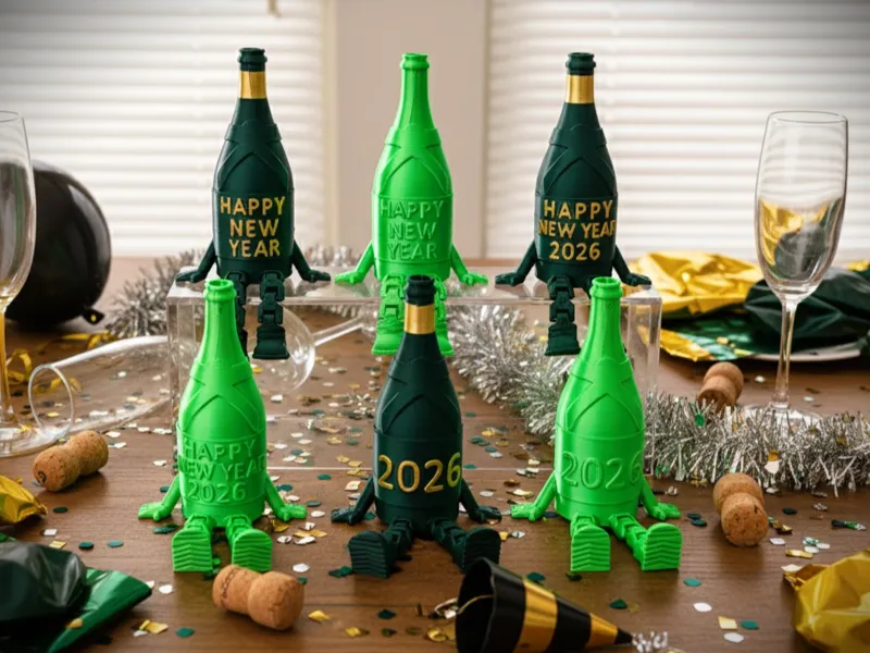 Empty & Happy New Year 2026 Bottle articulated 
