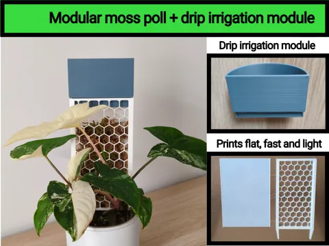 Bandeja organizadora: Modular moss pole + Drip irrigation tray — referencia de MakerWorld