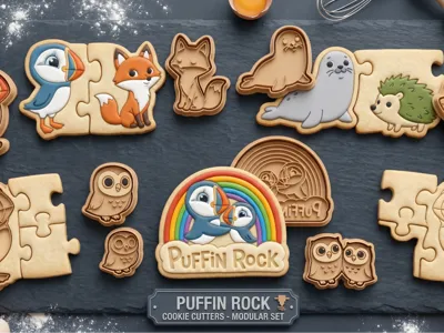 Puffin Rock Friends Cookie Cutter&Stamper Set