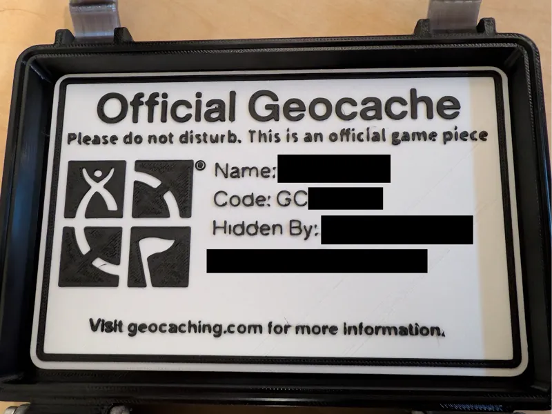 Geocache stash note, for use with my GeoCache box