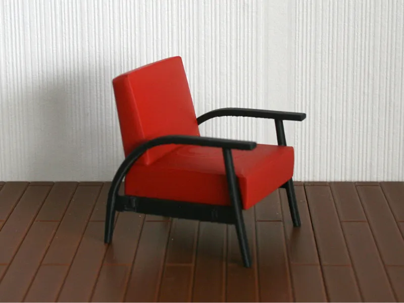 Classic chair with wooden armrests, scale 1:12 