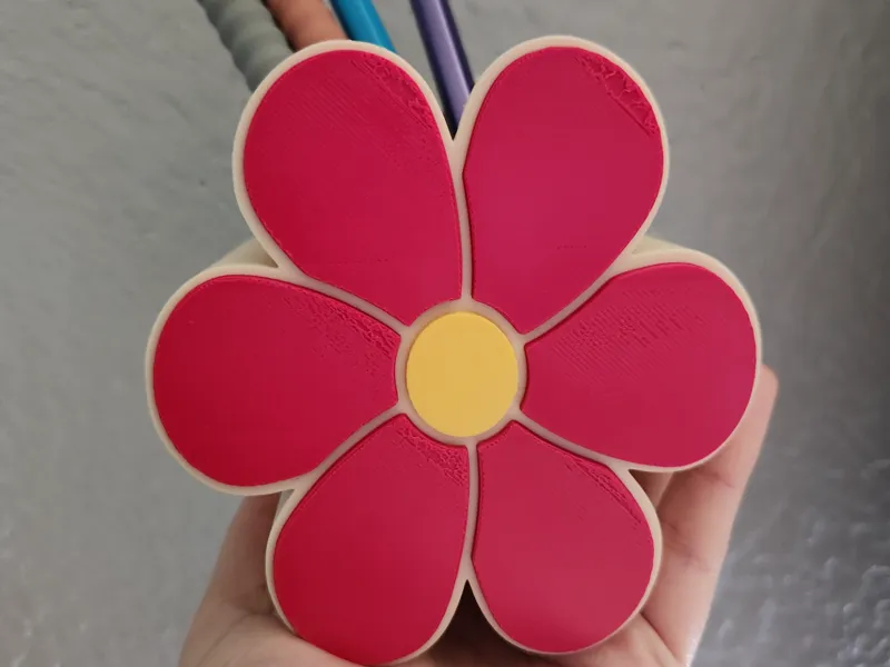 Pink Flower Pen Holder / Desk Organizer