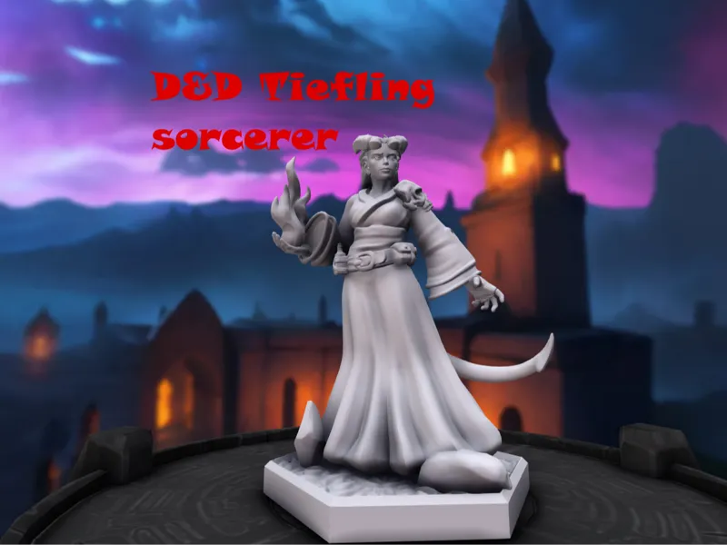 D&D female Tiefling sorcerer