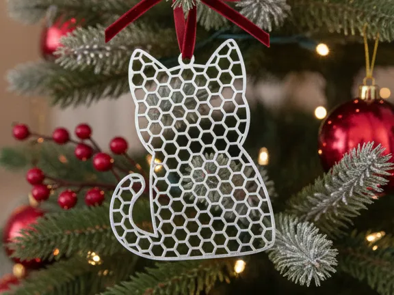 Honeycomb Cat Christmas Ornament