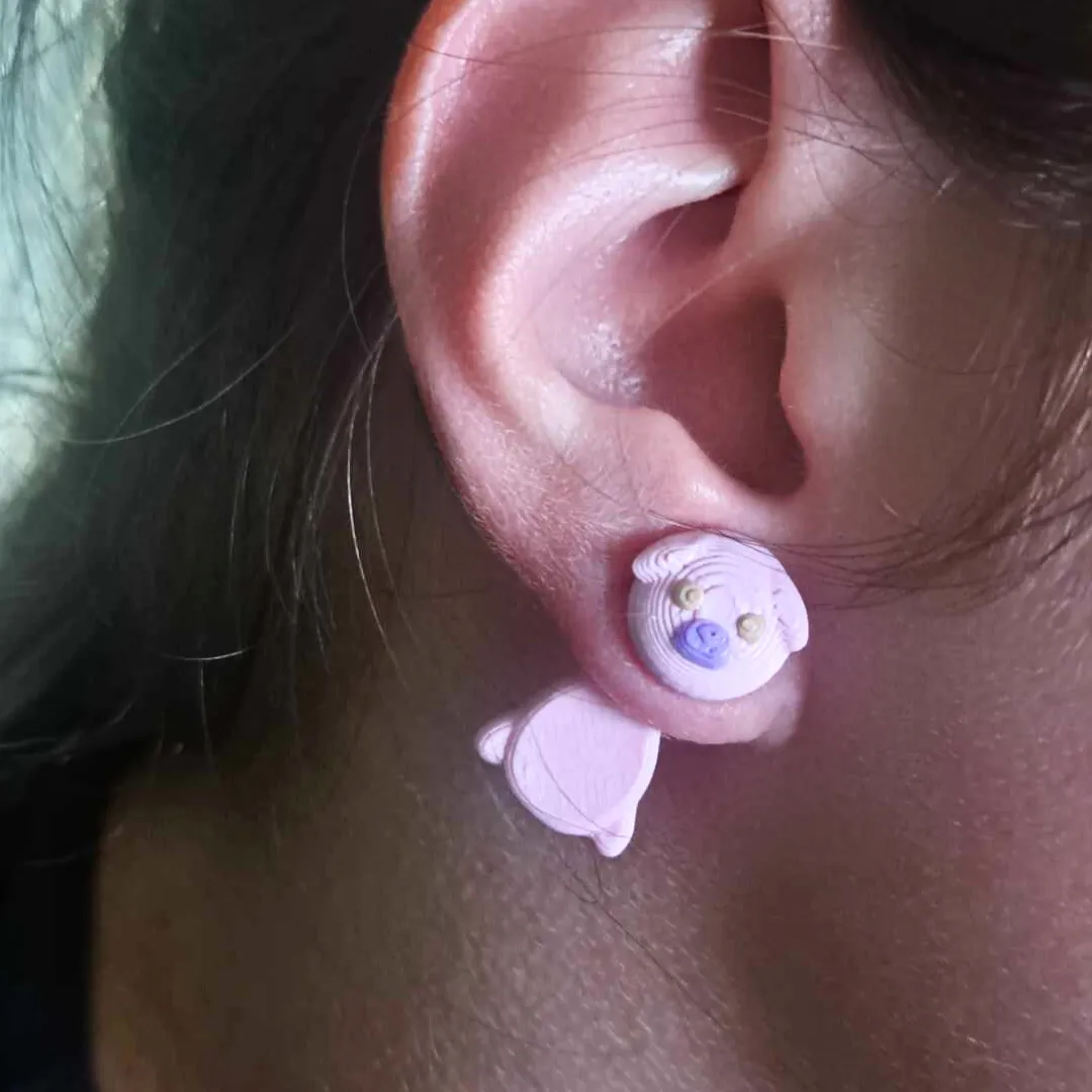 Pig earrings view 2