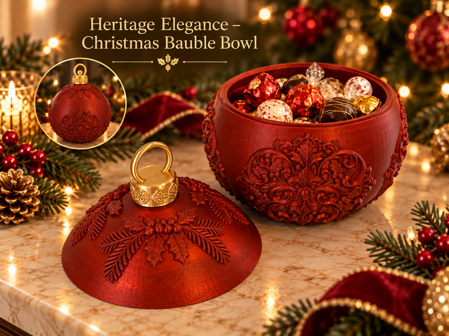 Heritage Elegance – Christmas Bauble Bowl - 1