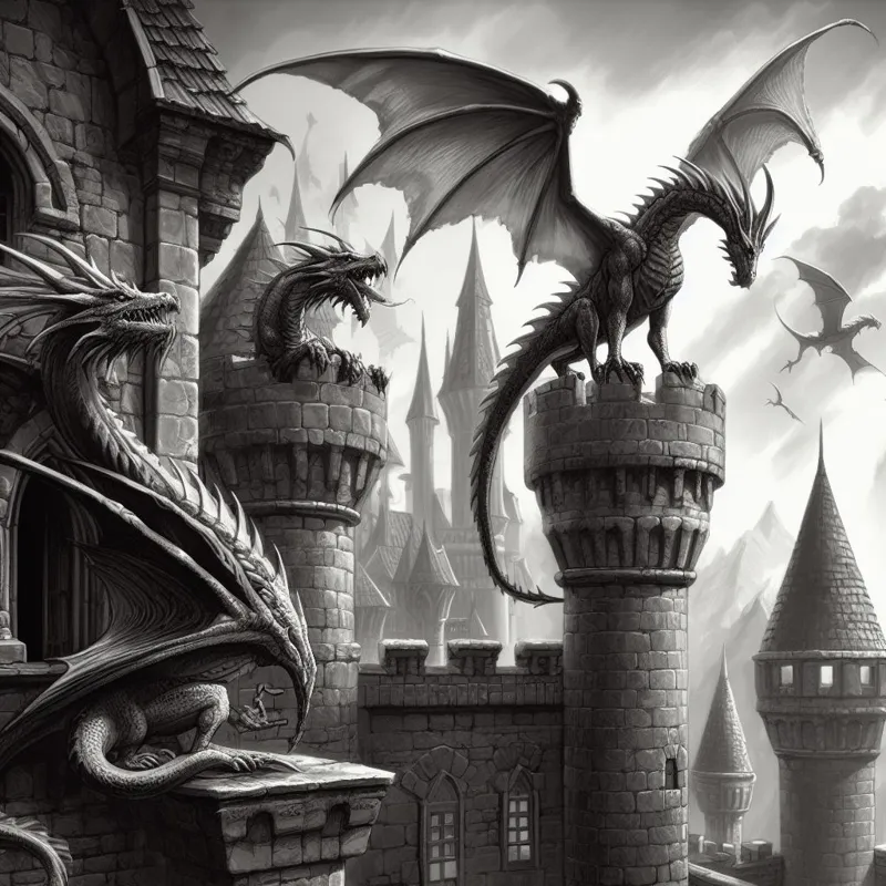 Dragons on castle - Hueforge 4 color filament painting