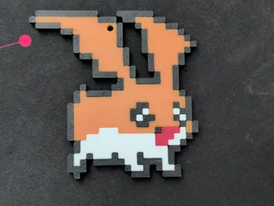 Patamon pixel art keychain