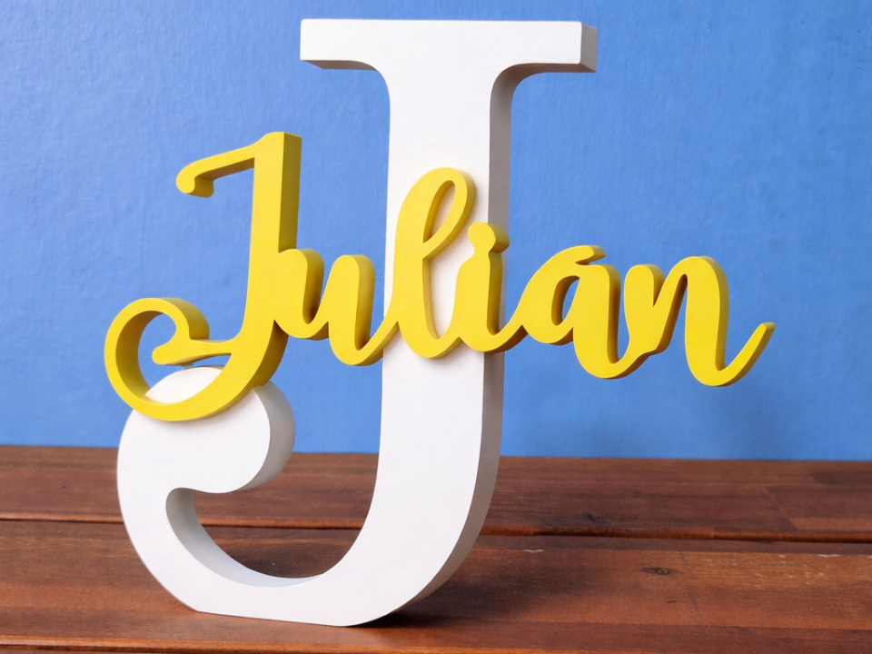 Custom 3D Name Sign with Initial Julian 