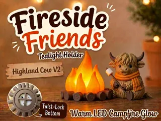 Fireside Friends Tealight Holder Highland Cow V2