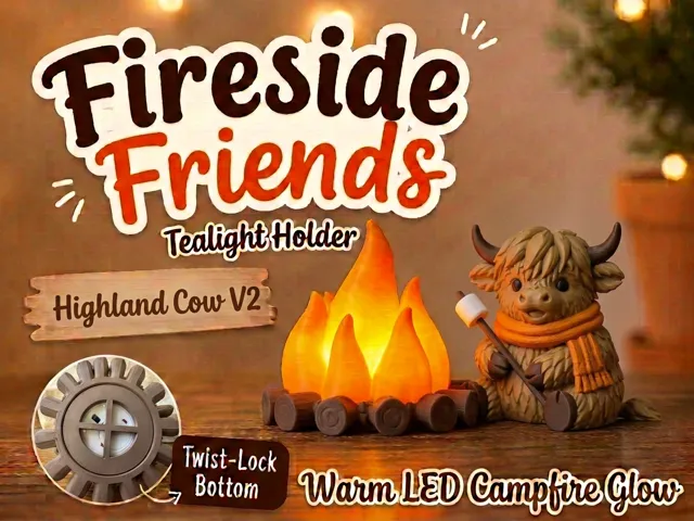Fireside Friends Tealight Holder Highland Cow V2