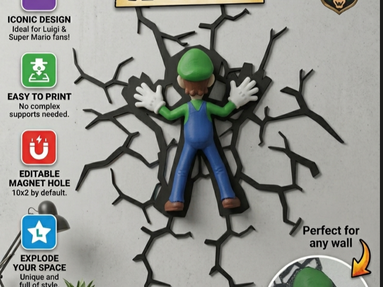 Who Crashed Luigi? - Fake Impact Wall Decal