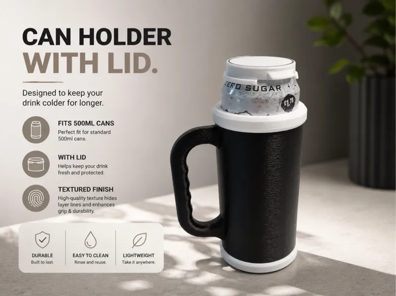 Can Holder with Lid. 500ml.