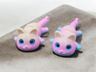 Articulated Cat keychain - glass eye compatible