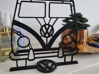 VW Camper Hippie Van Wall Art with Stand
