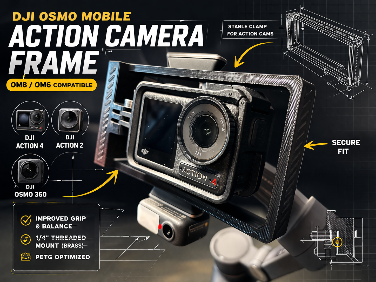 DJI Osmo Mobile Action Camera Frame