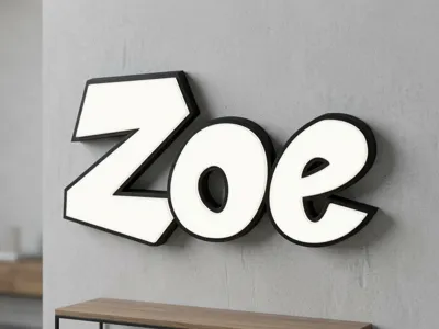 3D LED Name Sign - Custom Lightbox - Zoe