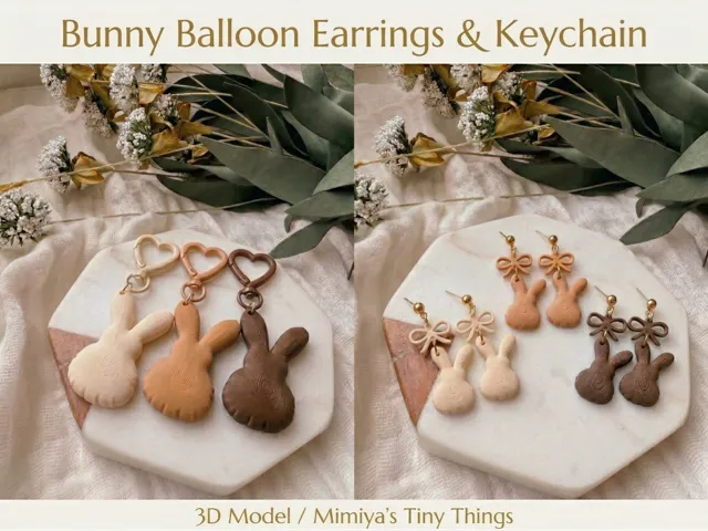 Bunny Balloon Earrings & Keychain