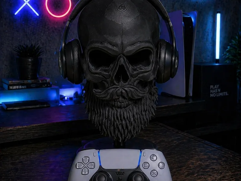 Headset-Controller Stand Skull