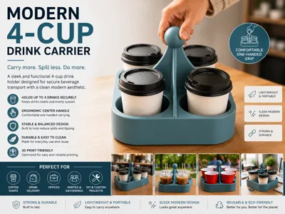 Modern 4-Cup Drink Carrier