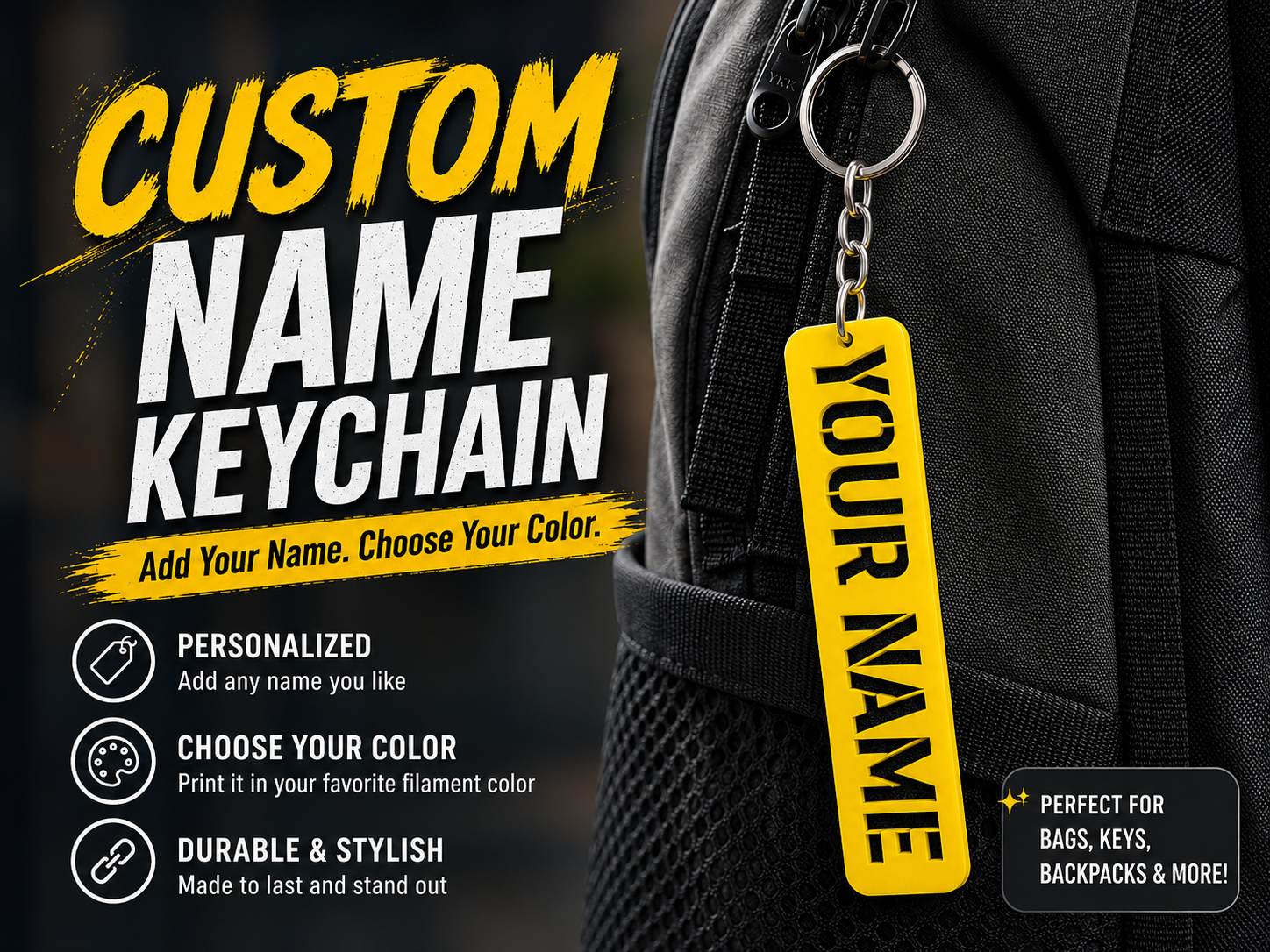 Parametric Custom Name Keychain (Stencil)