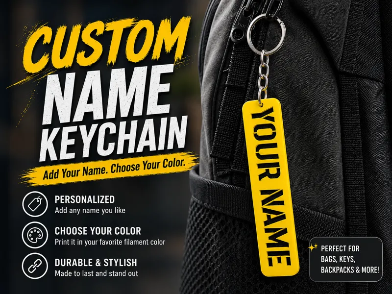 Parametric Custom Name Keychain (Stencil)