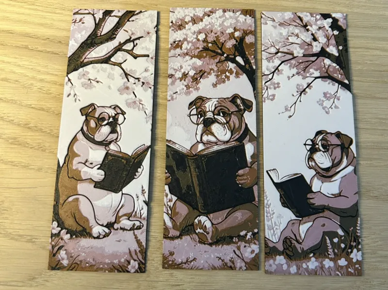 Hueforge Boomarks Set of 3 Bookworm Bulldogs