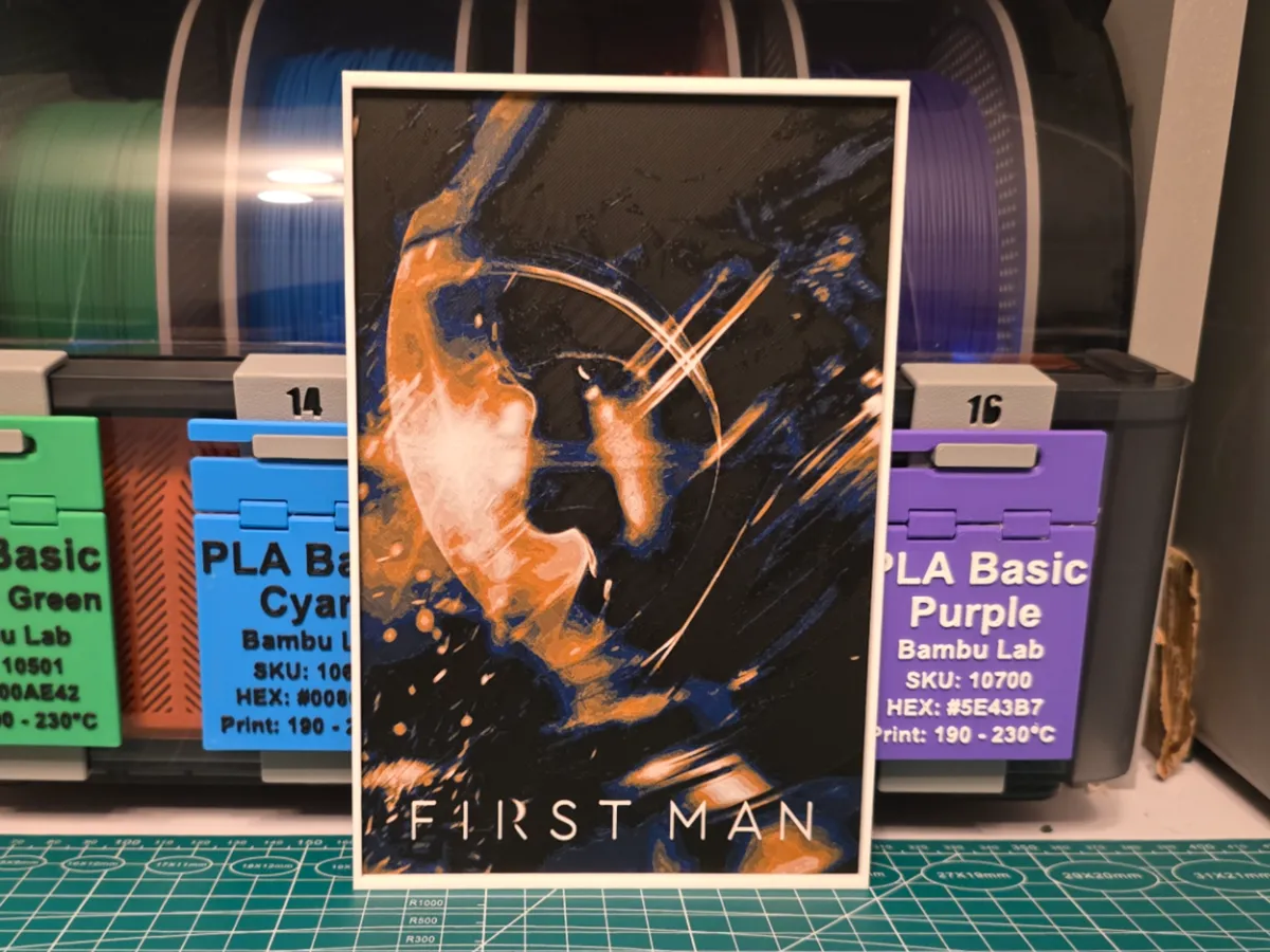 First Man Movie Poster - Hueforge Art - Free 3D Print Model - MakerWorld