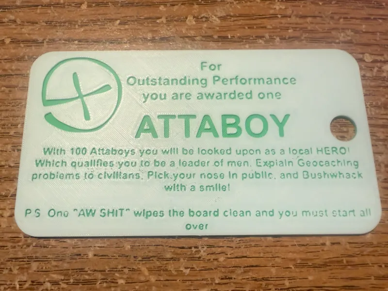 Geocaching Attaboy