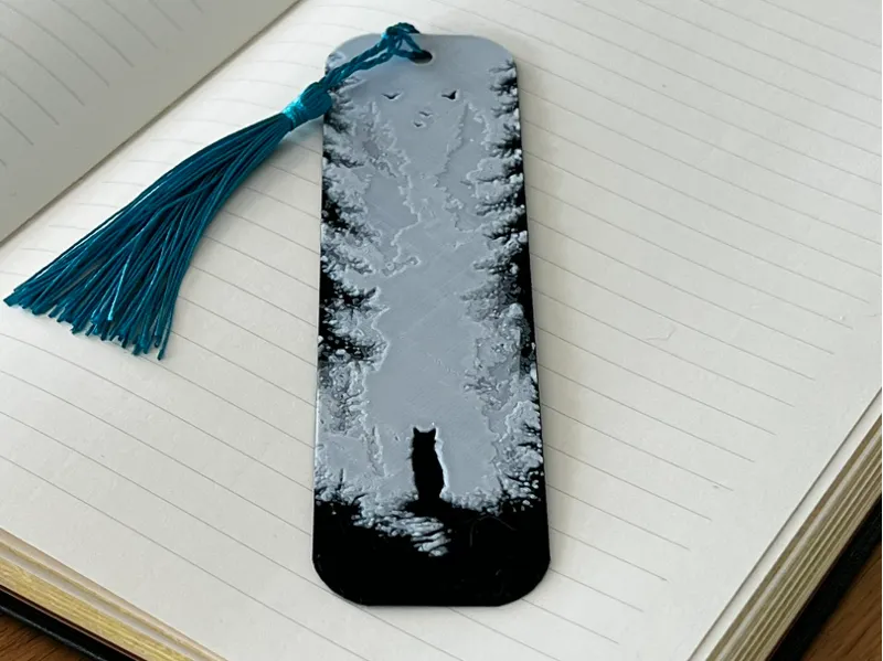 Black & White Cat Bookmark Hueforge Two Colors