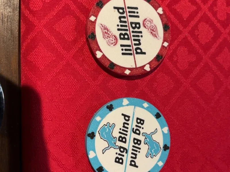 Redwings and LionsLittle and Big Blind chips