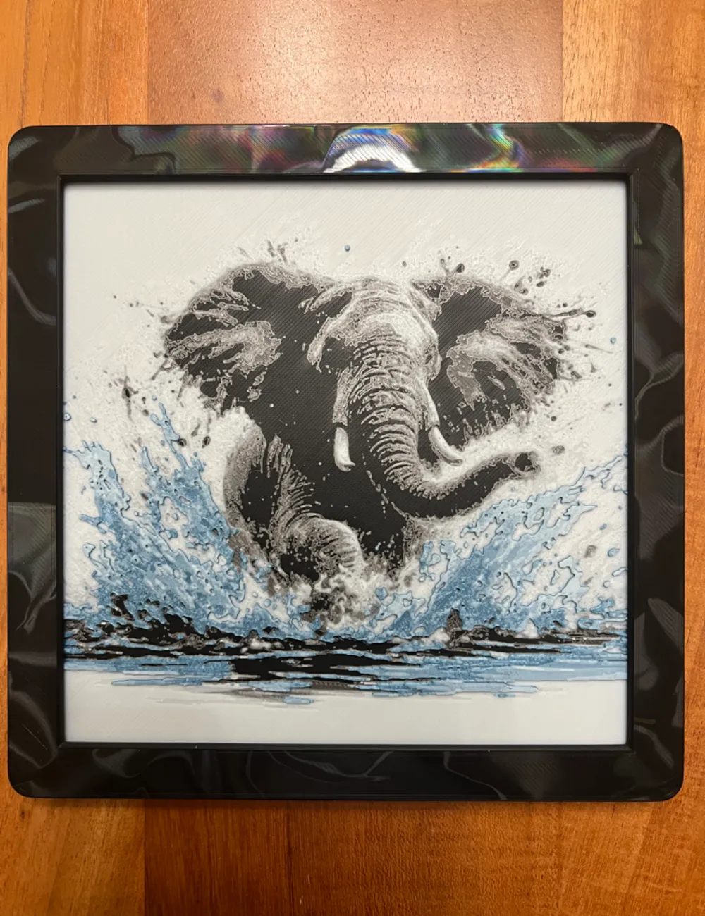 Elephant Splashing Through Water