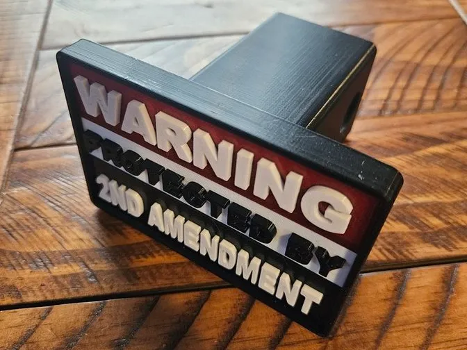 Warning Protected By 2nd Amendment Hitch Cover 2"