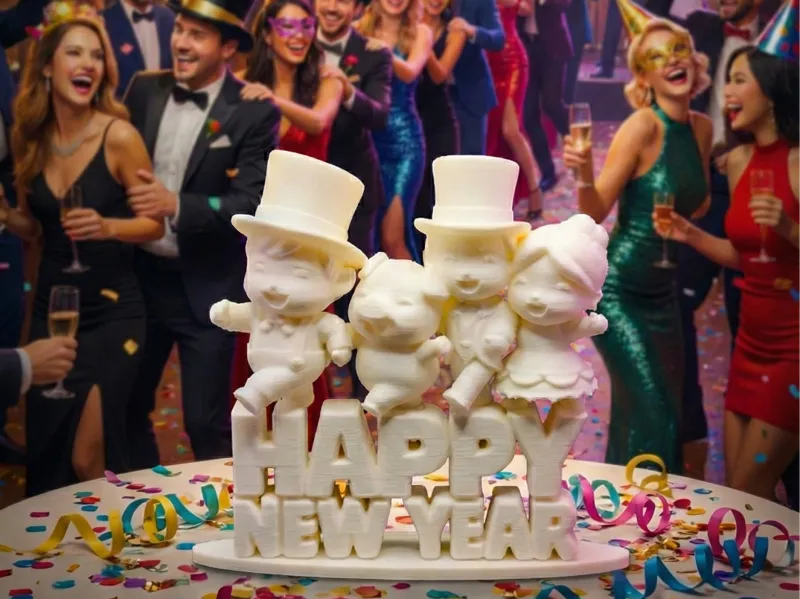 Happy New Year Sign Dancing Party Congo  Lucky Pig