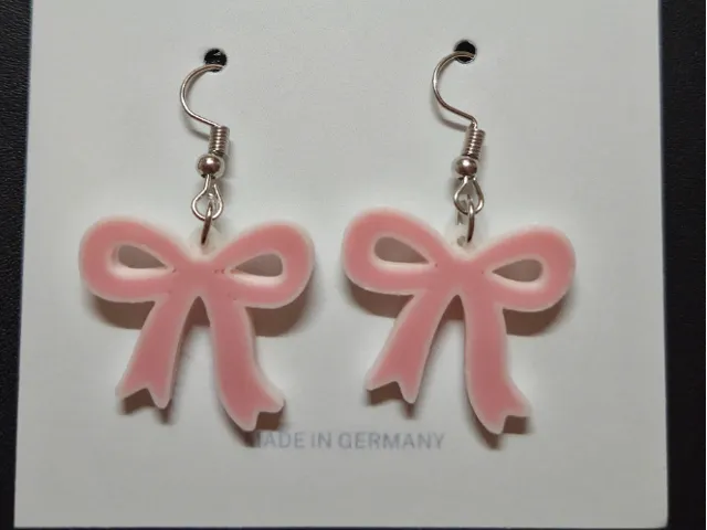 Sweet bow eEarring in white and pink / Schleife