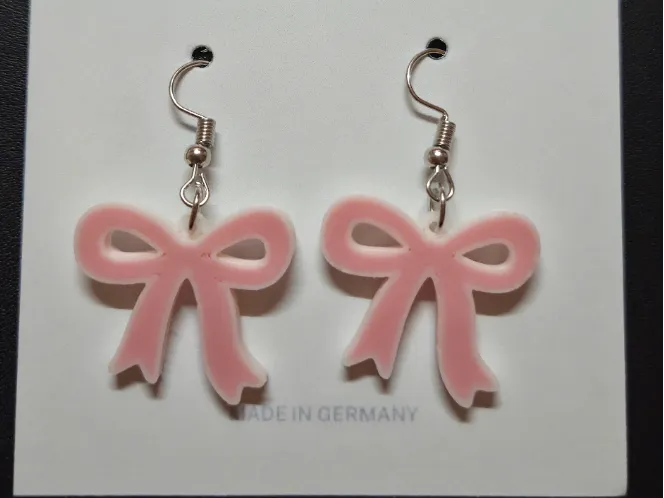 Sweet bow eEarring in white and pink / Schleife