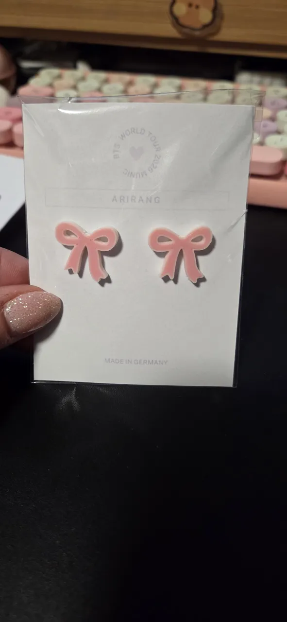 Sweet bow eEarring in white and pink / Schleife view 3