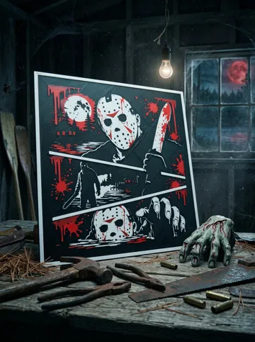 Cuadro decorativo en 3D: Jason Voorhees Storyboard Wall Art — vista de referencia 3