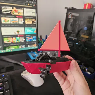 Letrero o emblema decorativo: Mechanical Wind-up Sailboat — vista de referencia 5