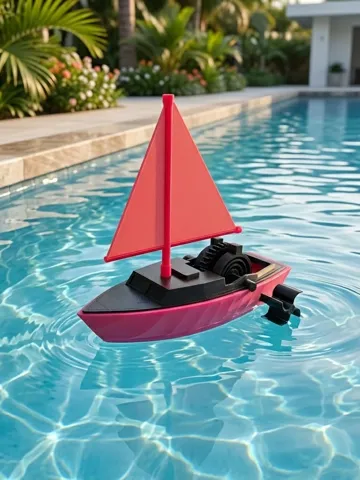 Letrero o emblema decorativo: Mechanical Wind-up Sailboat — vista de referencia 2
