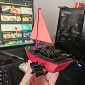 Letrero o emblema decorativo: Mechanical Wind-up Sailboat — vista de referencia 4