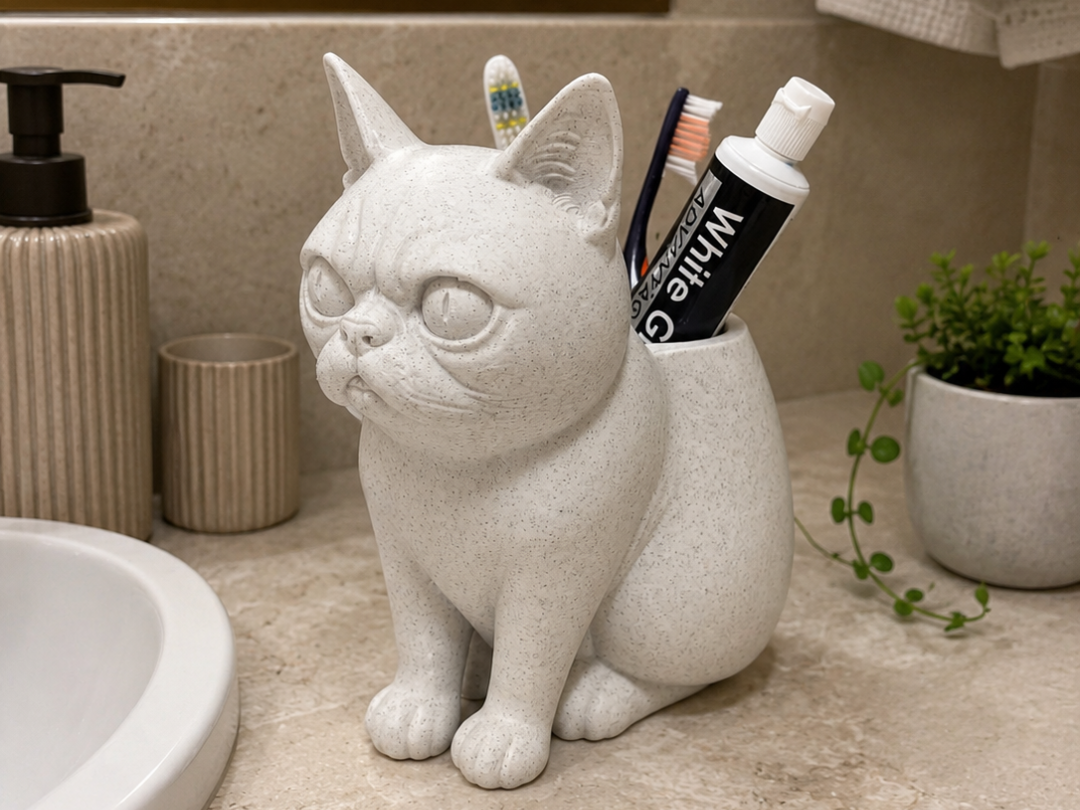 Grumpy Cat Toothbrush Holder & Cat Pen Holder